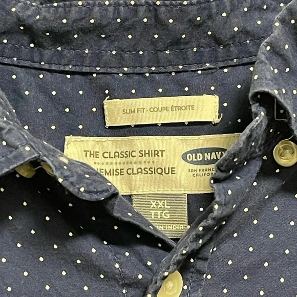 Old navy Men’s Button Down Short Sleeve Polka Dot Shirt XXL - Picture 2 of 3